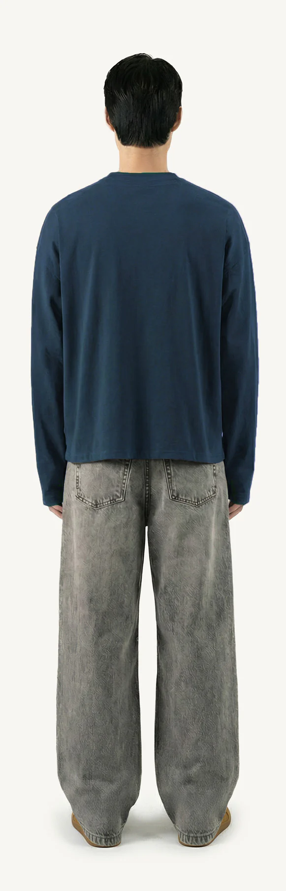 Navy Blue Oversized Boxy LS Tee. - Image 6
