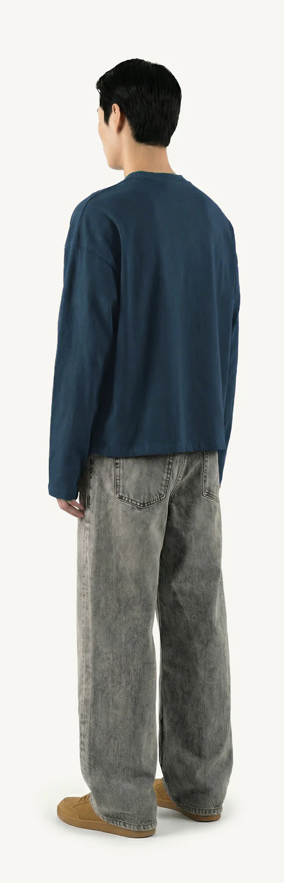 Navy Blue Oversized Boxy LS Tee. - Image 7