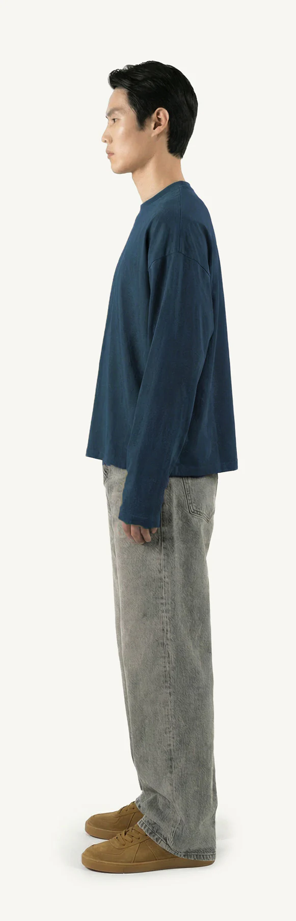 Navy Blue Oversized Boxy LS Tee. - Image 8
