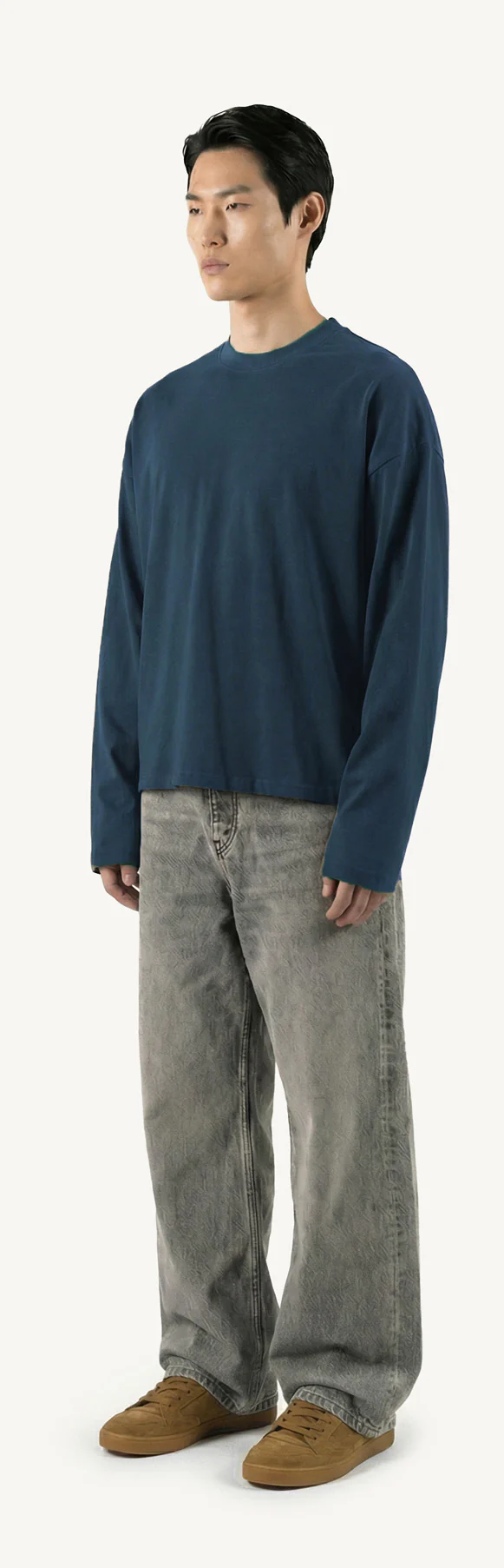 Navy Blue Oversized Boxy LS Tee. - Image 9
