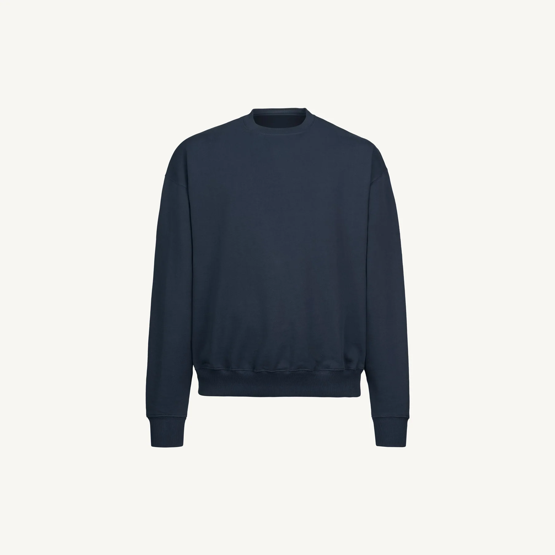 Navy Blue Oversized Crewneck Sweater Mockups.
