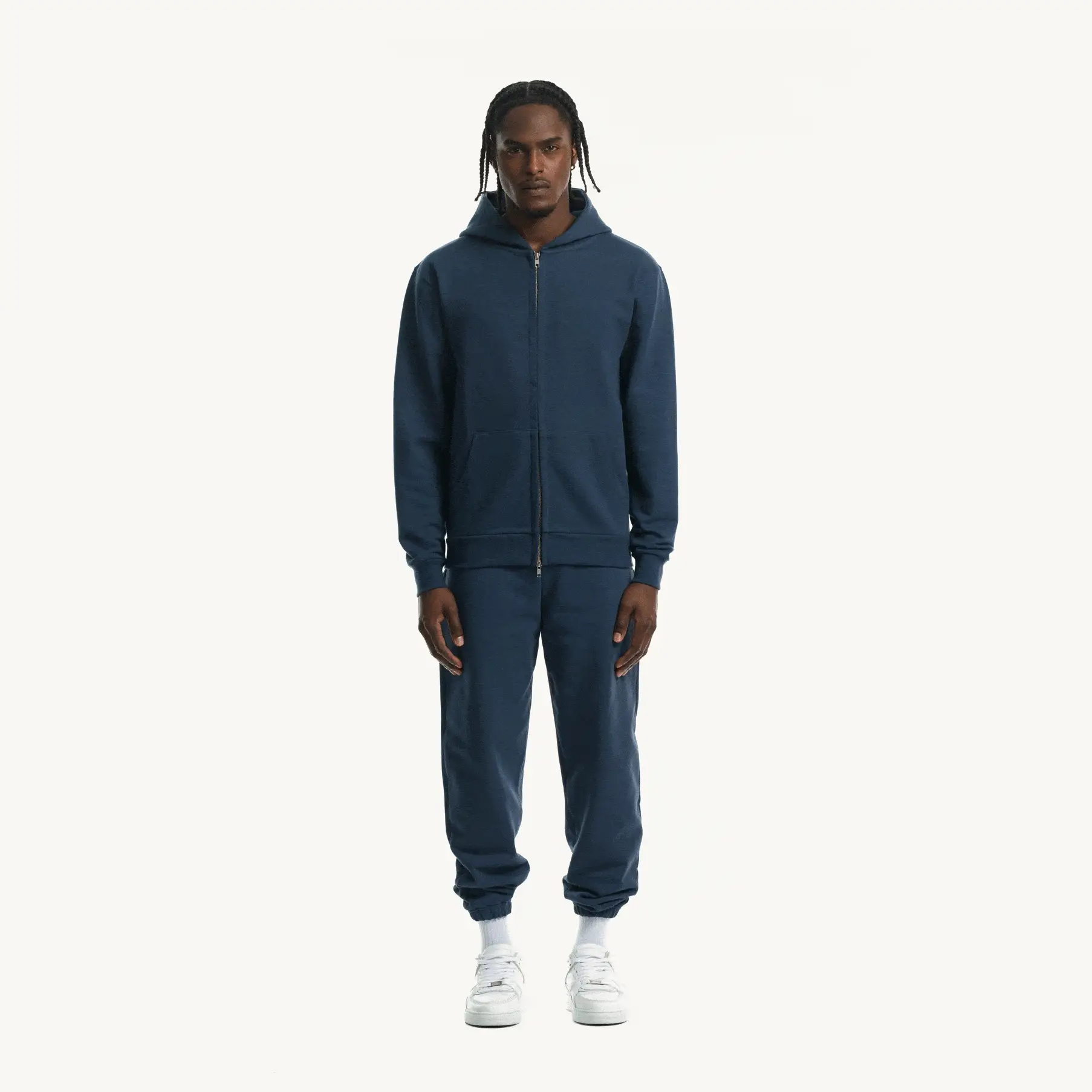 Navy Blue Regular Zipped Hoodie. - Image 3
