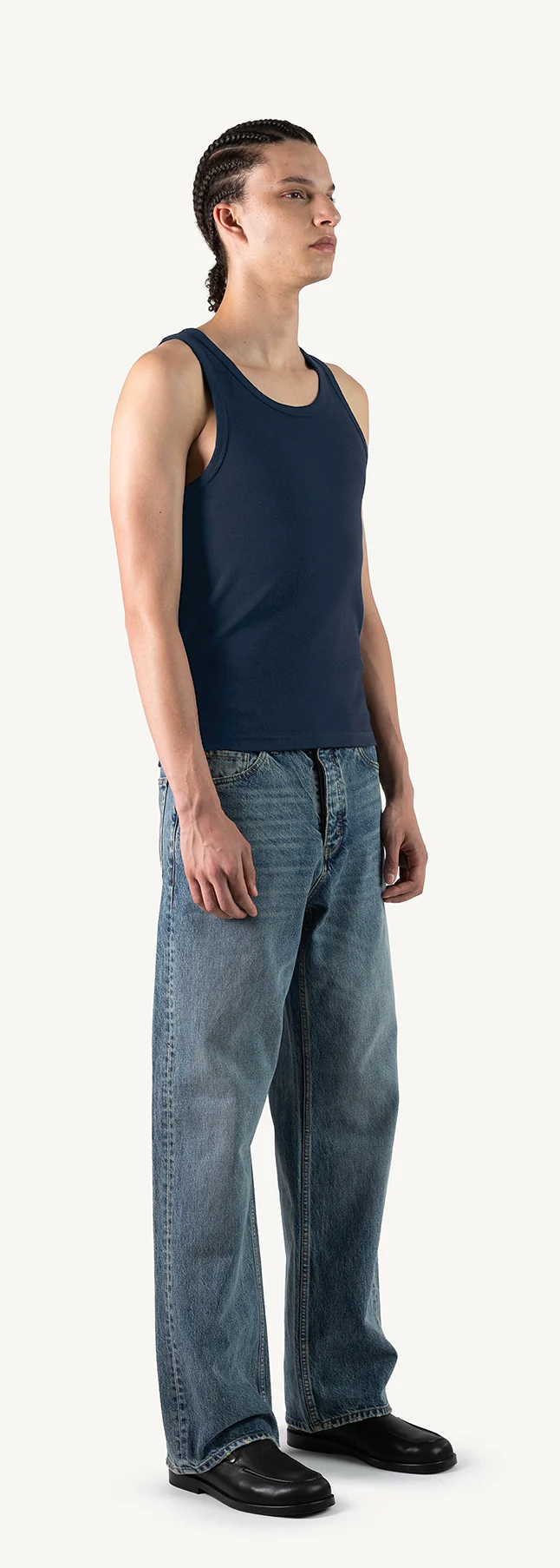 Navy Blue Slim Ribbed Tank. - Image 3