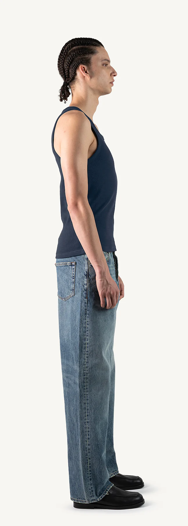 Navy Blue Slim Ribbed Tank. - Image 4