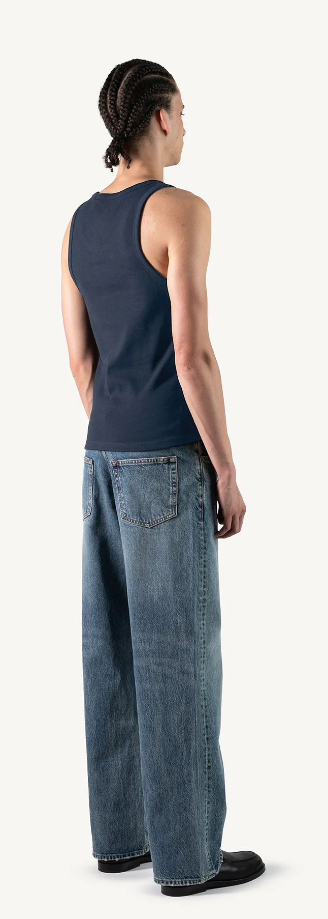 Navy Blue Slim Ribbed Tank. - Image 5