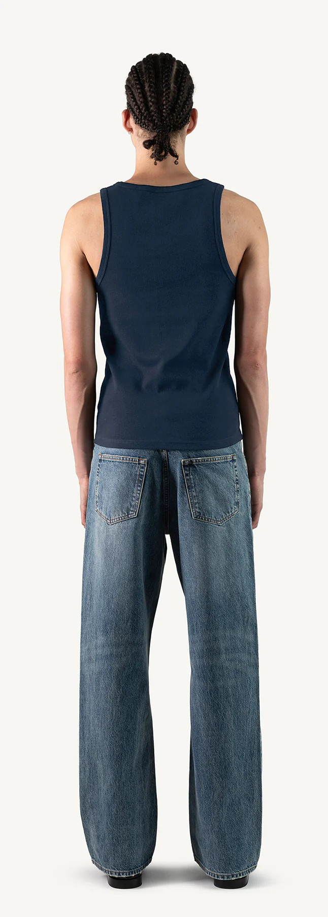 Navy Blue Slim Ribbed Tank. - Image 6