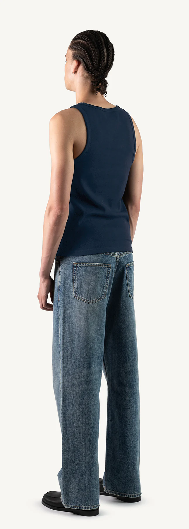 Navy Blue Slim Ribbed Tank. - Image 7