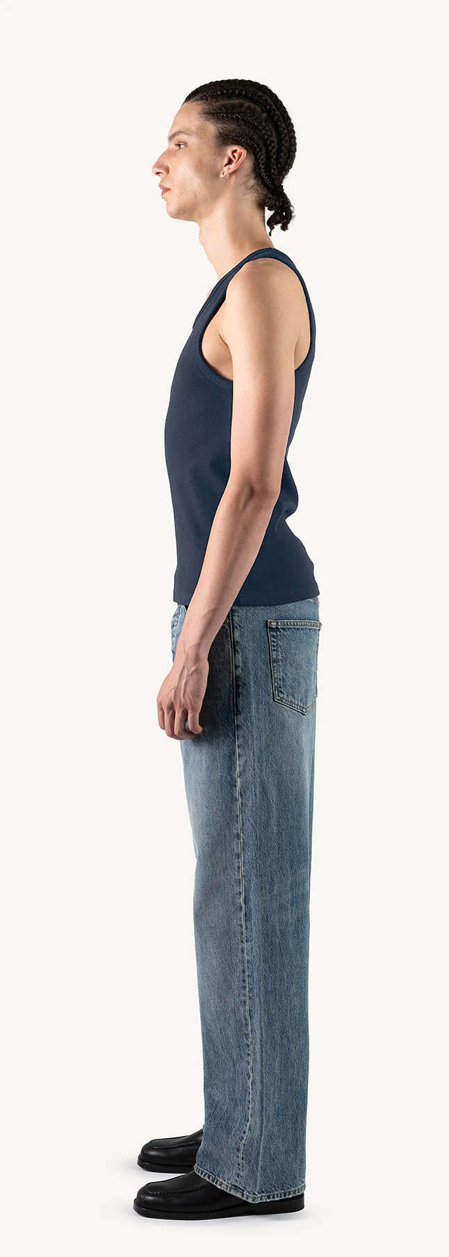 Navy Blue Slim Ribbed Tank. - Image 8