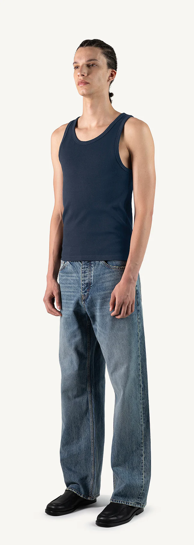 Navy Blue Slim Ribbed Tank. - Image 9