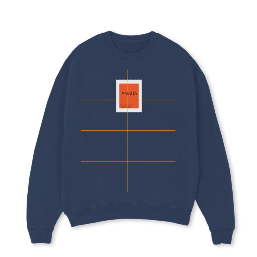 NAVYBLUCREWSTAMP Navy Blue Oversized Crewneck Sweater.
