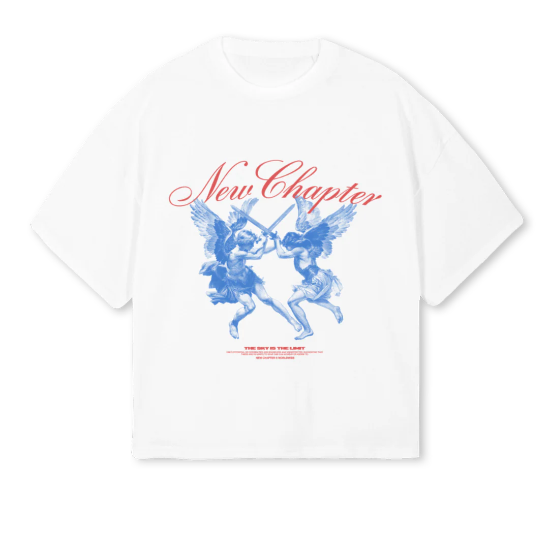 NCANGELWHITE White Oversized Boxy Tee.