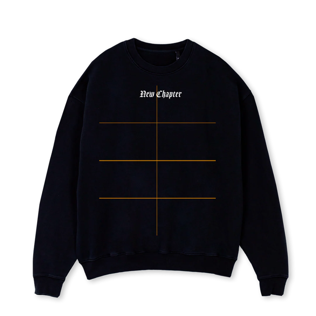 NCMONK  Black Oversized Crewneck Sweater.