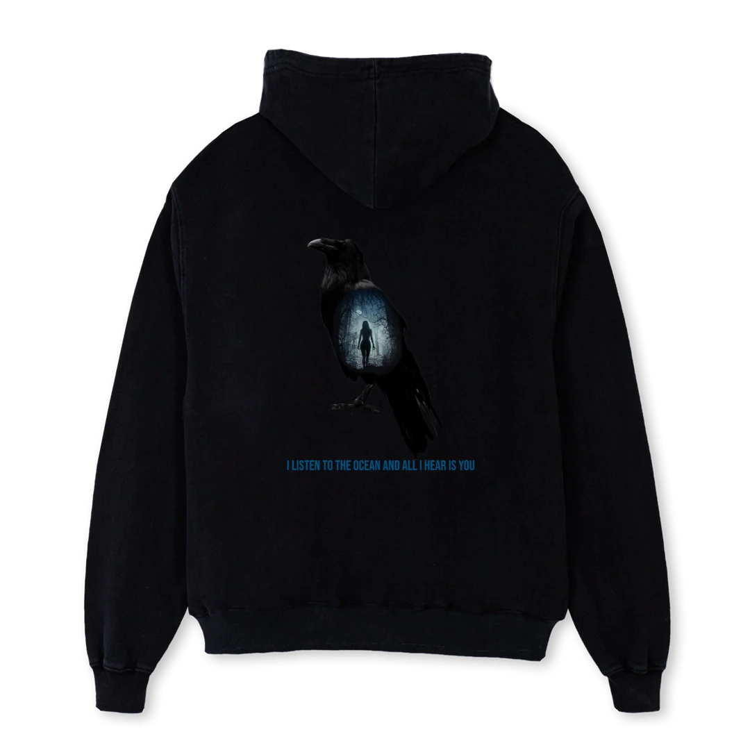 NCOCEAN Black Oversized Zipped Hoodie. - Image 2