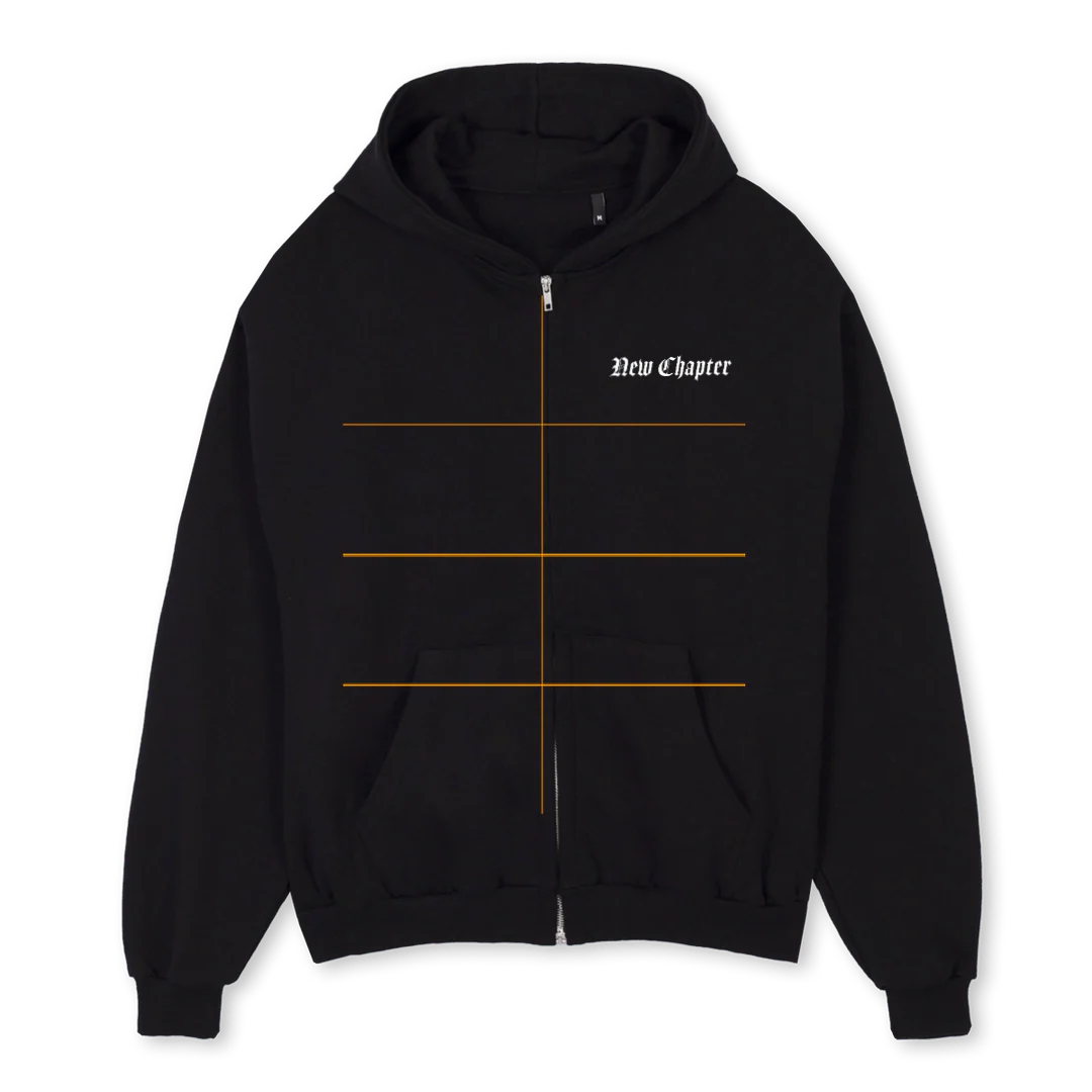 NCSWEATMONK Black Oversized Zipped Hoodie.