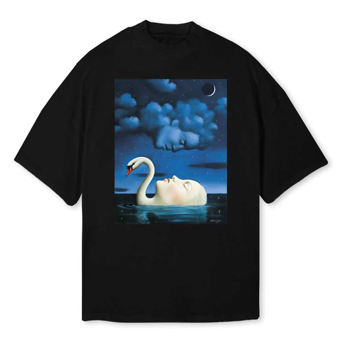 NCTOUR Black Oversized Mock Neck Tee.
