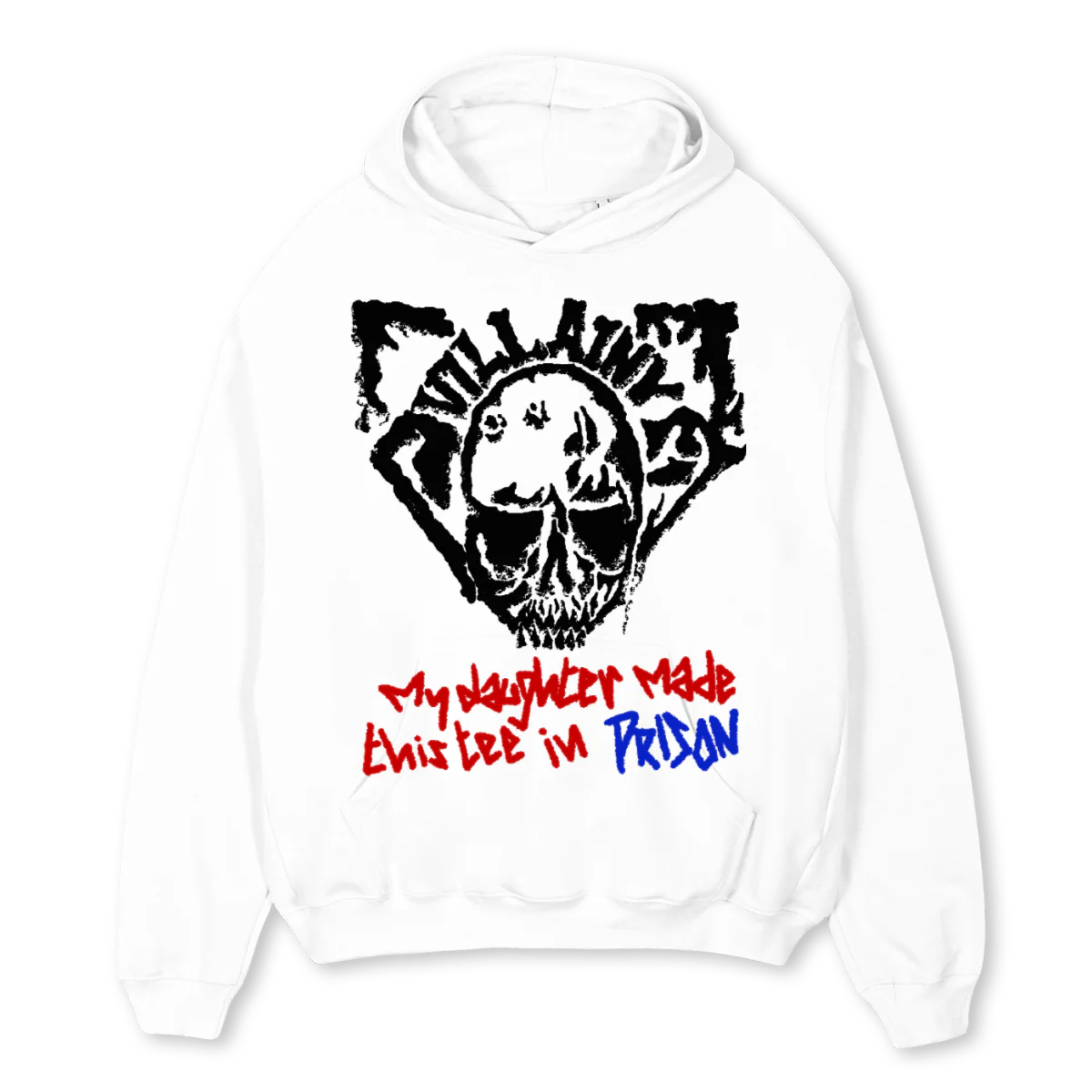NEVER DIAL NOO White Oversized Hoodie.