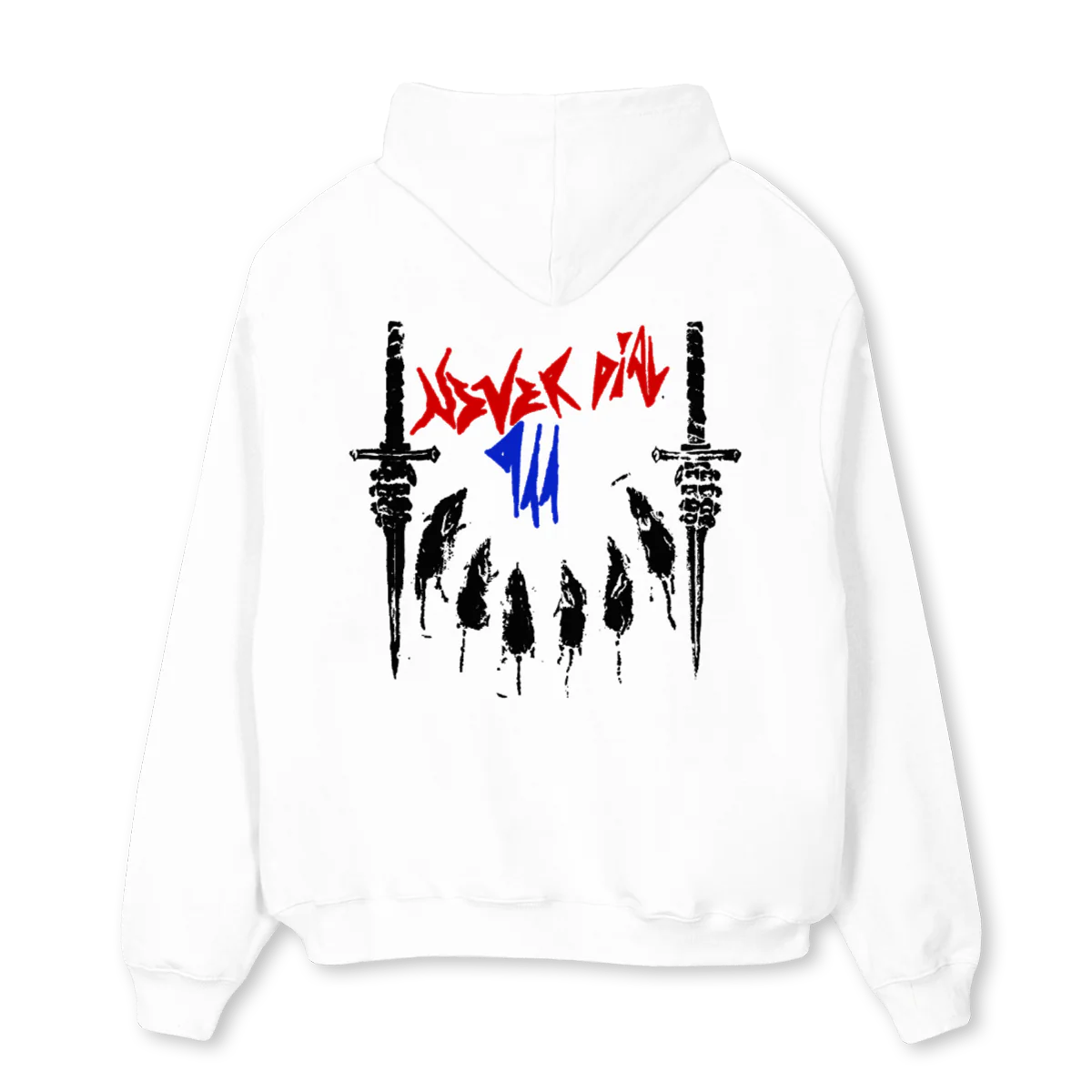 NEVER DIAL NOO White Oversized Hoodie. - Image 2