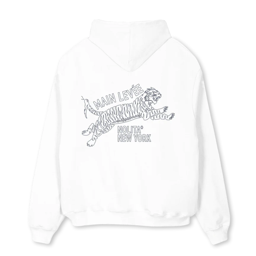 AMLOUTLINETIGERWHITE_W NOO White Oversized Hoodie - Image 2