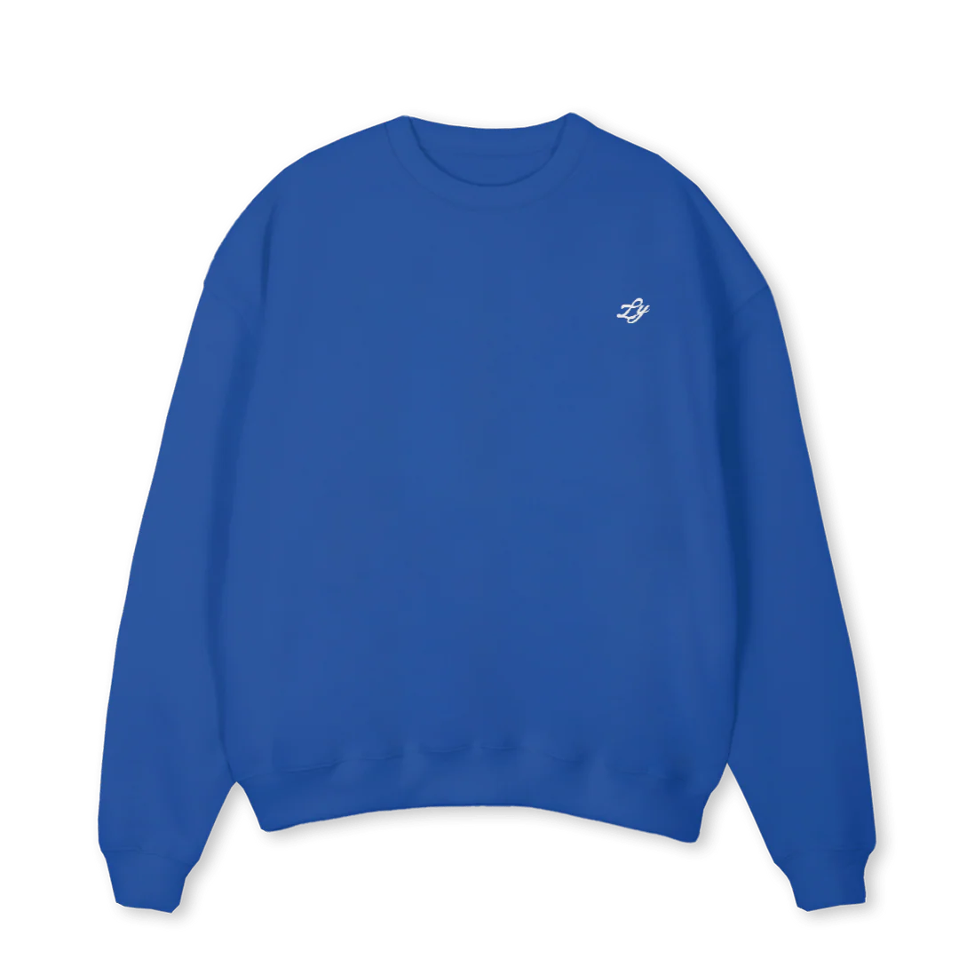 NEVERLAND Cobalt Blue Oversized Crewneck Sweater.