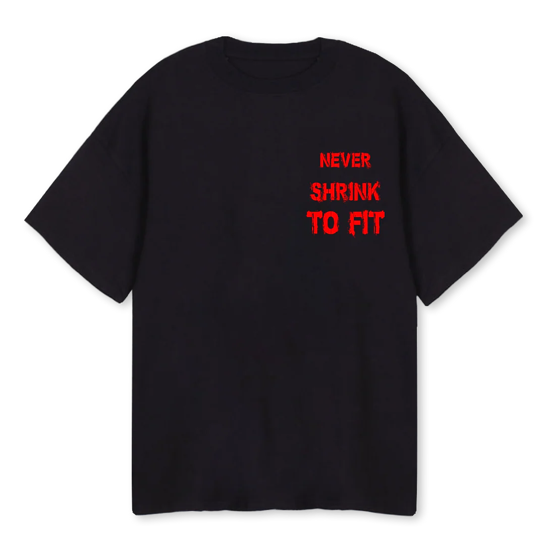 NEVERSHRINK Black Oversized Tee.