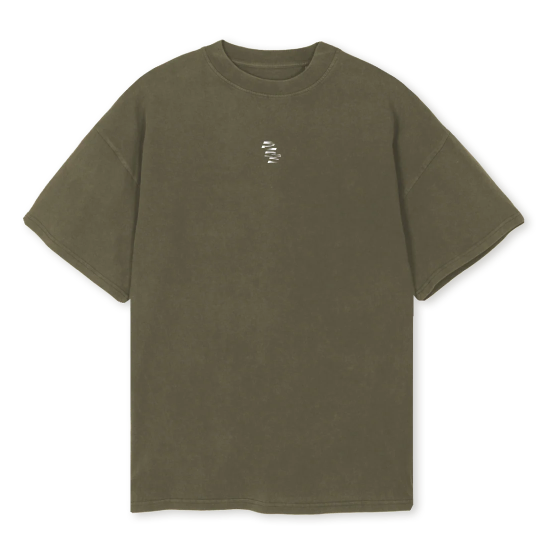 NEWLOGOONE_DOTS Vintage Olive Oversized Tee.