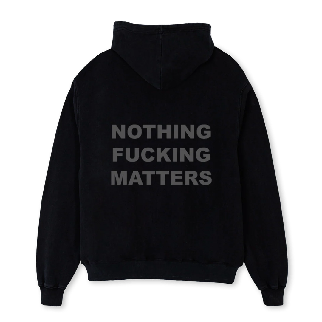 NFMBLACK Black Oversized Zipped Hoodie.