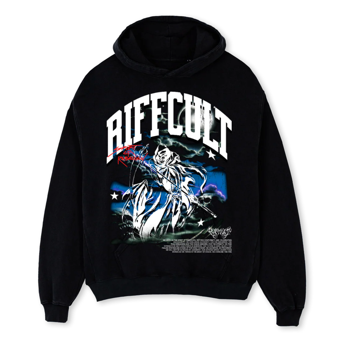 NIGHTREAP Black Oversized Hoodie.