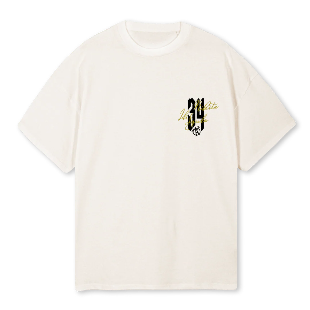 NIKITABIRTHGDAYCTS Vintage White Oversized Tee.