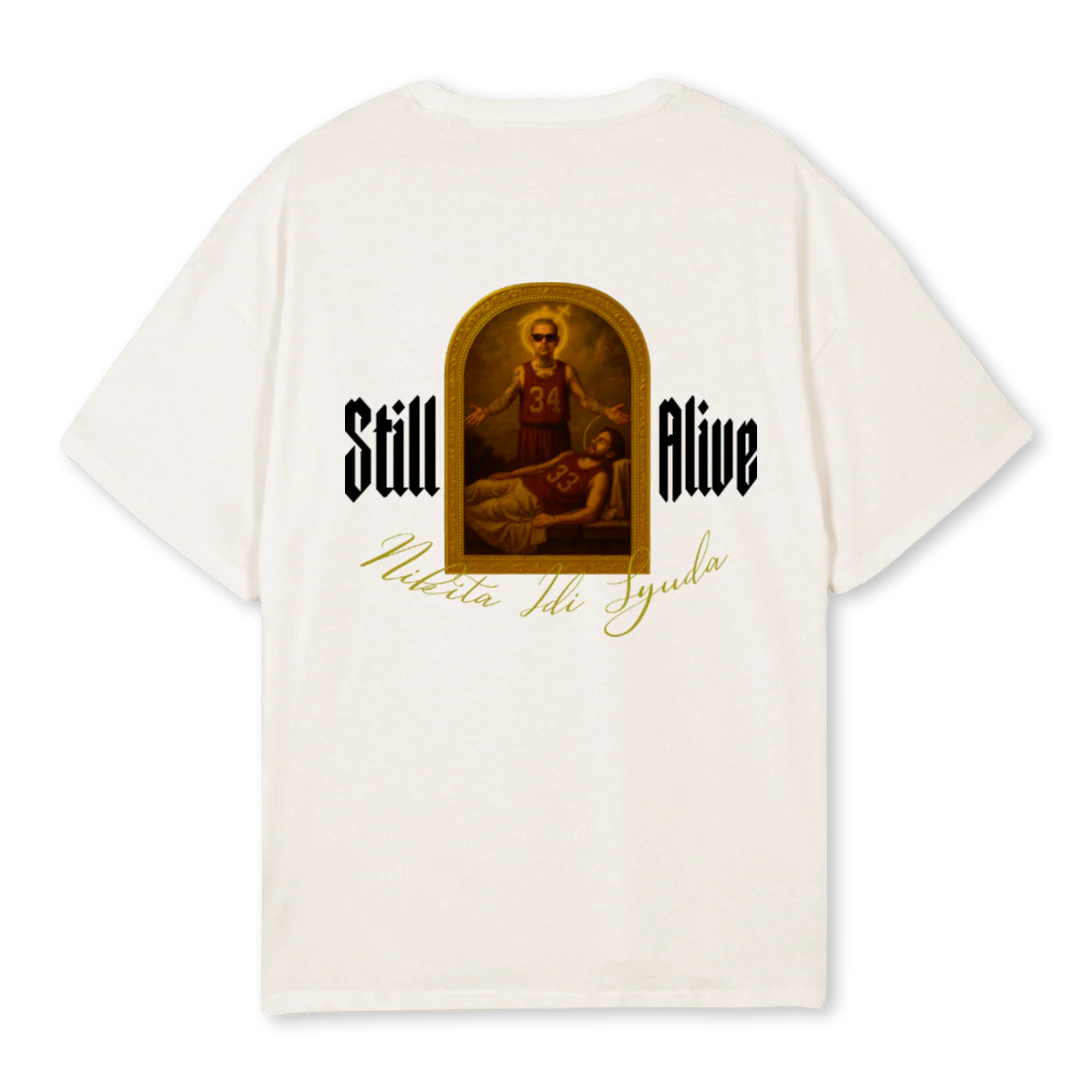 NIKITABIRTHGDAYCTS Vintage White Oversized Tee. - Image 2
