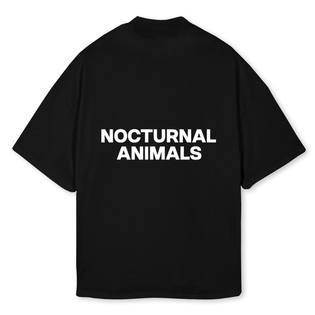 NITE CROWD Black Oversized Mock Neck Tee. - Image 2