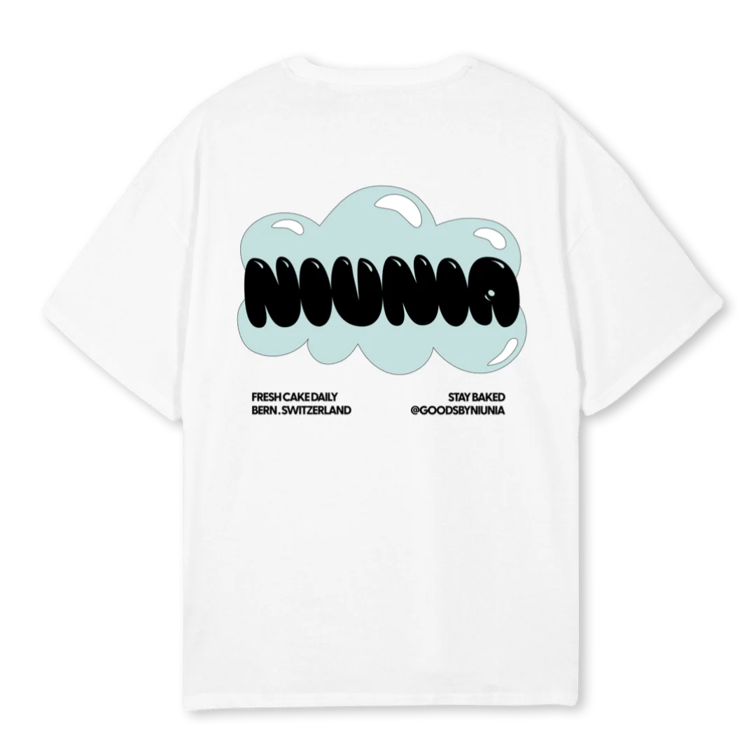 NIUNIA CLOUDS White Oversized Tee. - Image 2