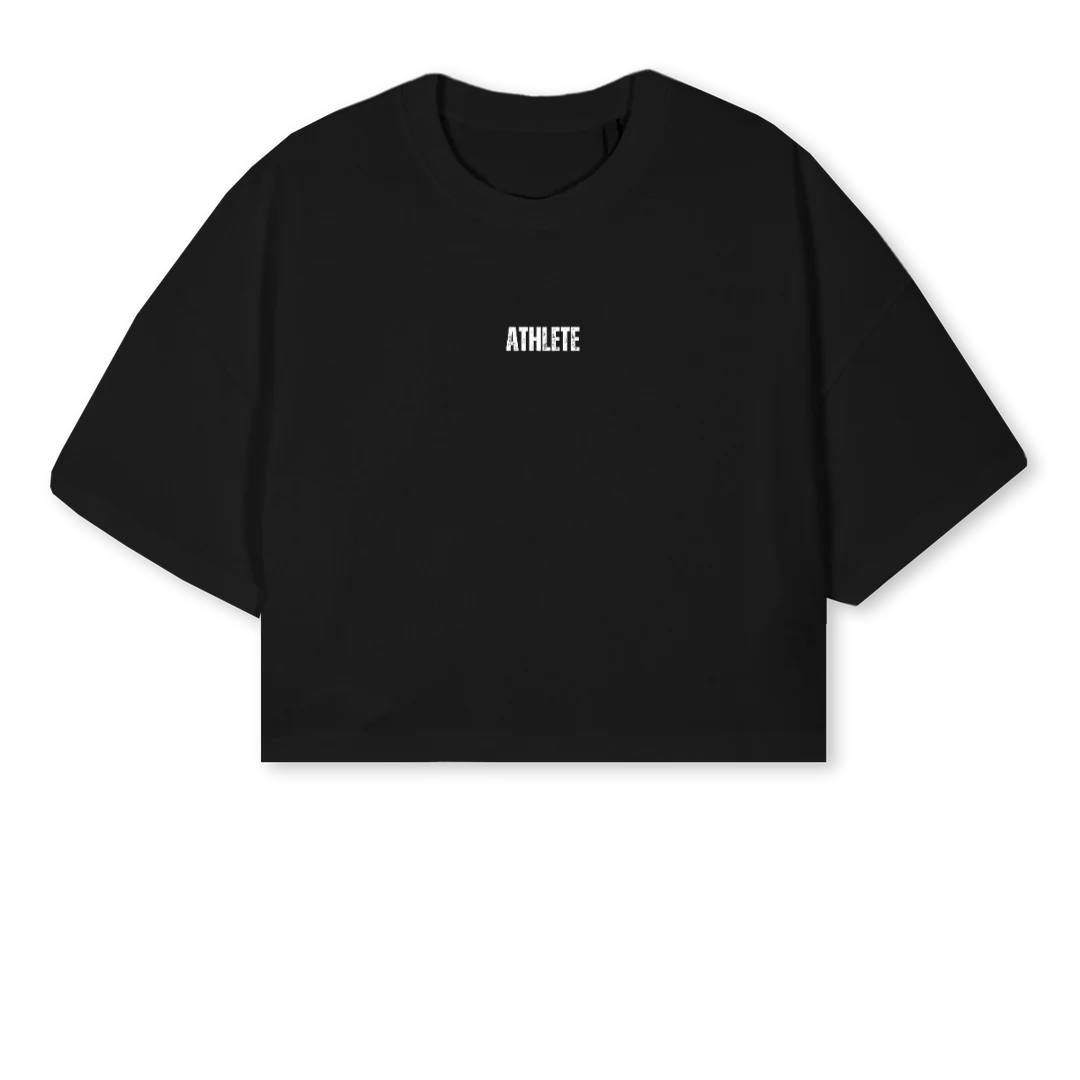 NKCROPLMCBLACK Black Cropped Oversized Tee.