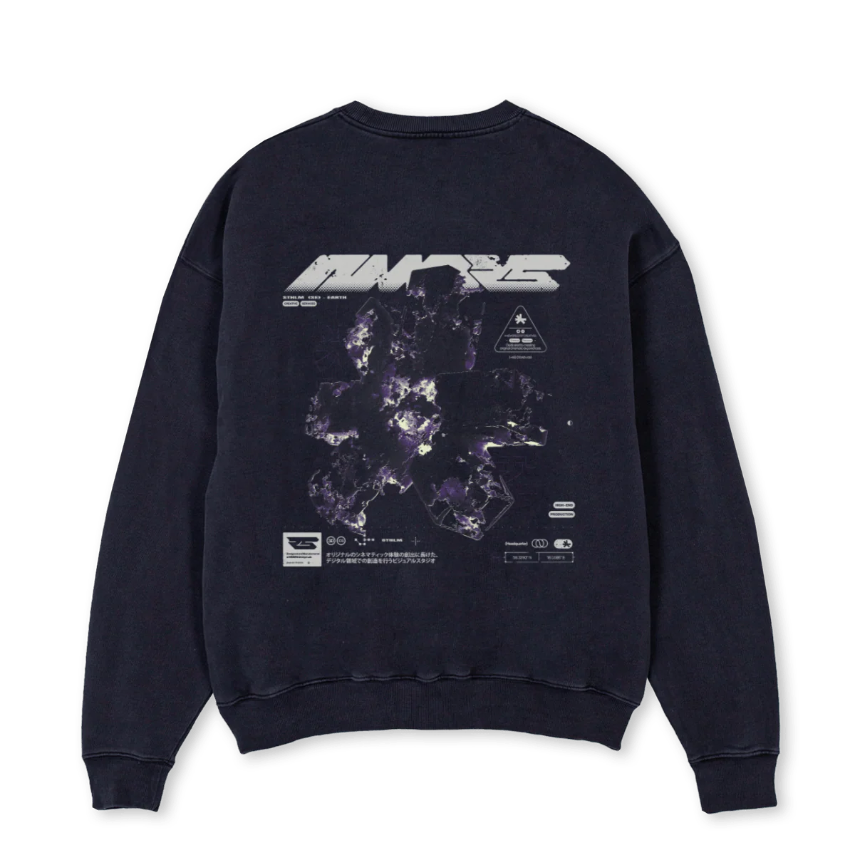 NMBRSOVRSZCREWPRPL Vintage Black Oversized Crewneck Sweater. - Image 2