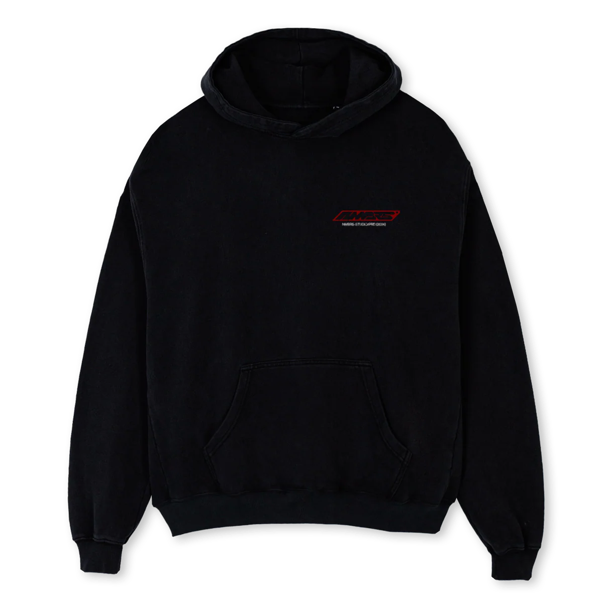 NMBRSREDBLKHOODIE Black Oversized Hoodie.