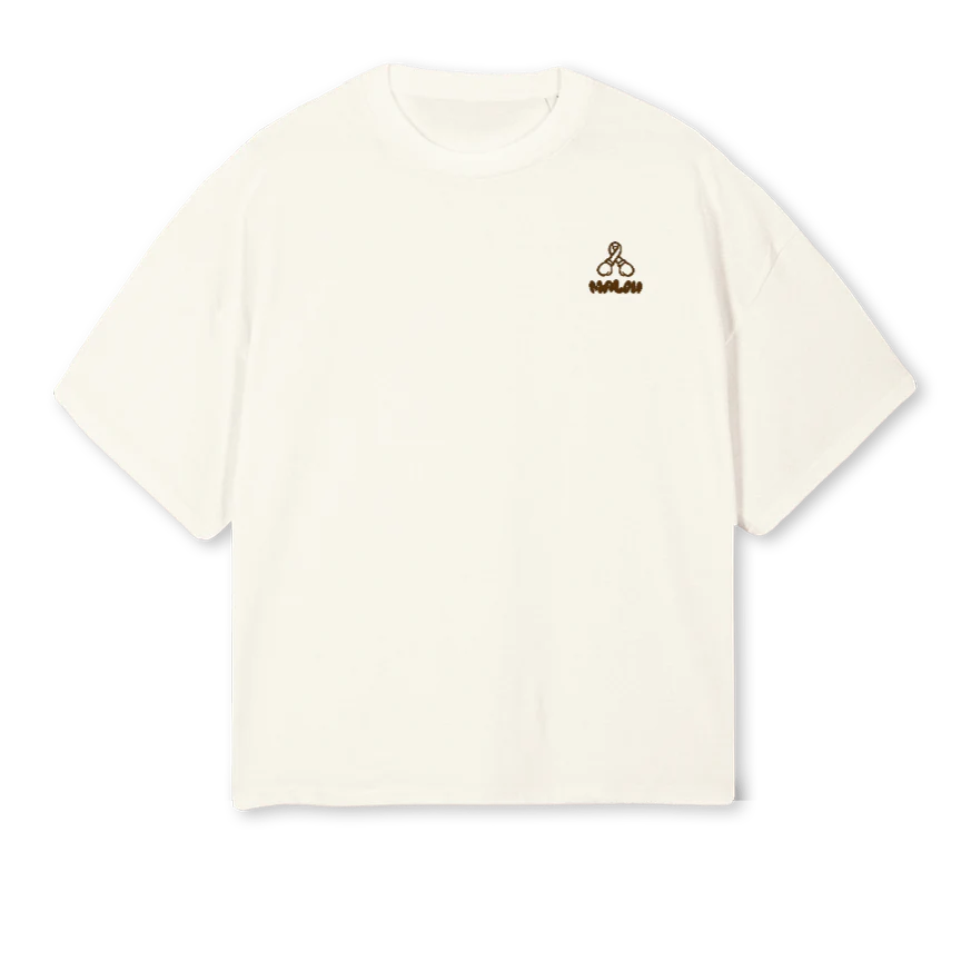 NNFONET Cream Oversized Boxy Tee.