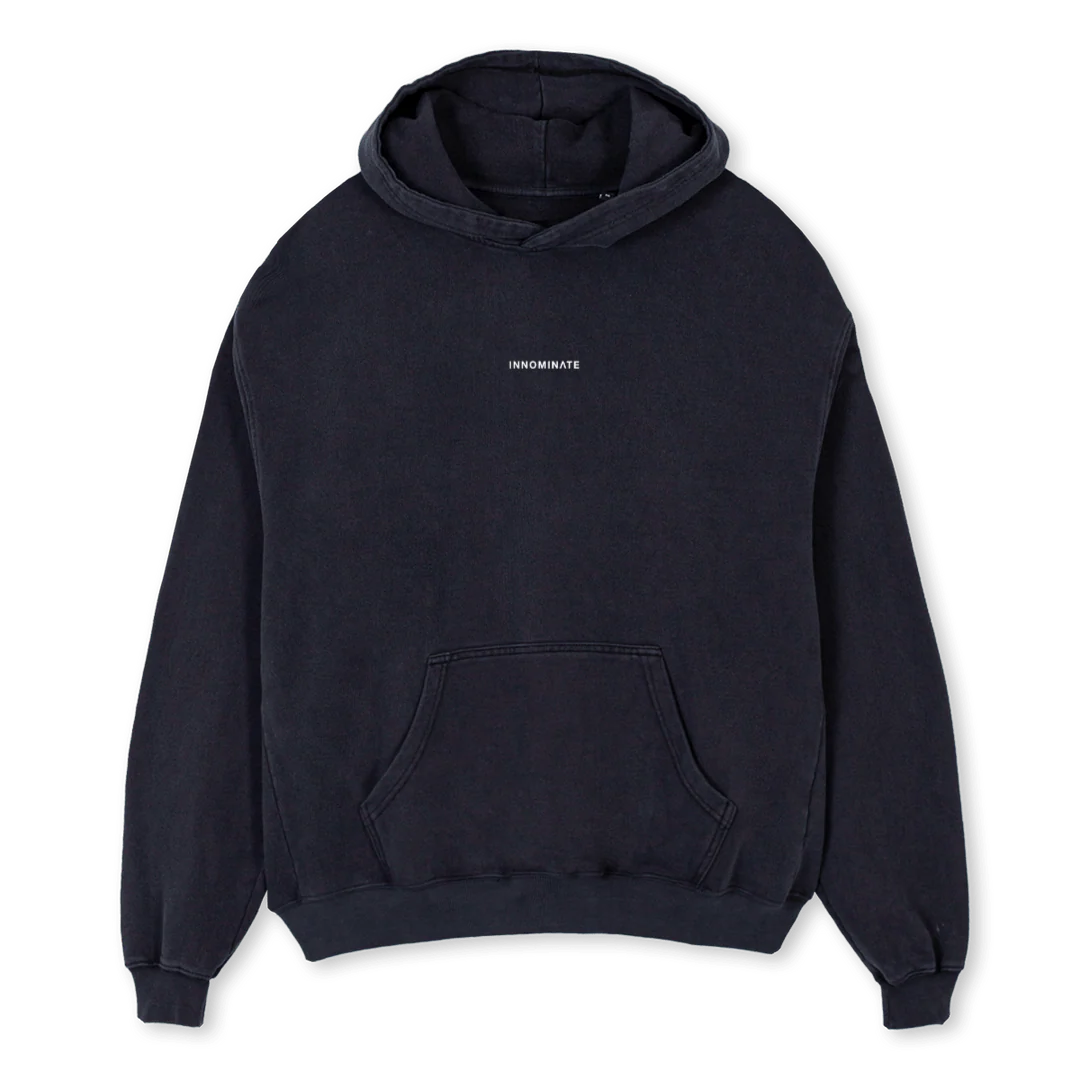NO BRACKET Vintage Black Oversized Hoodie.