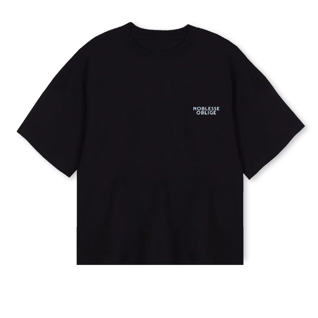 NOBLIGEBLCKBLUMEMLAN Black Oversized Boxy Tee.
