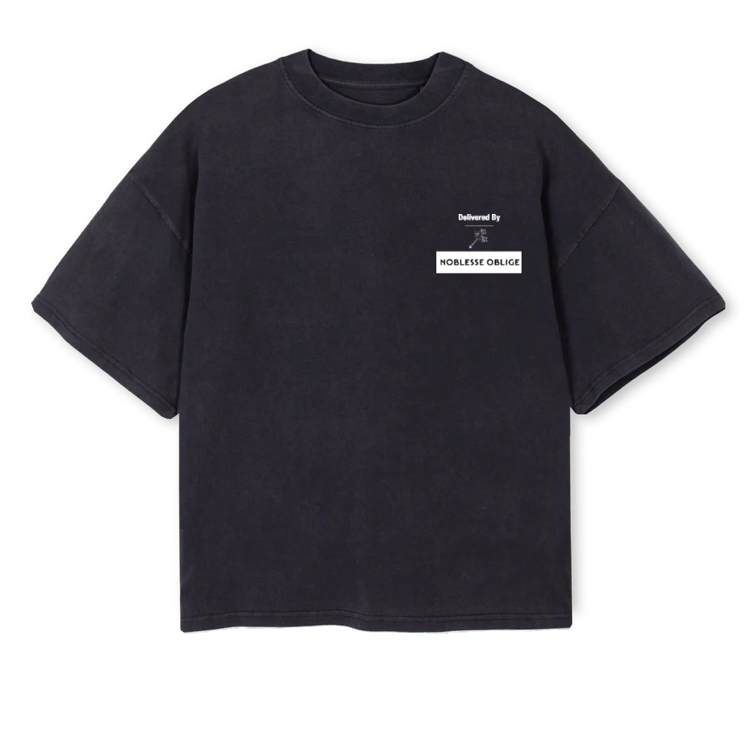 NOBLIGEVINBLCKWVINYL Vintage Black Oversized Boxy Tee.