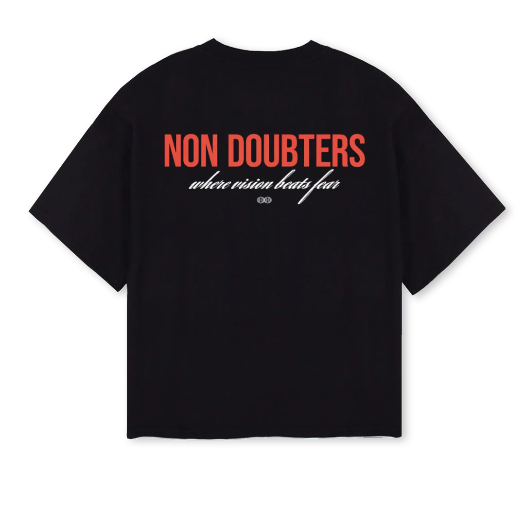 NON DOUBTERS BACK Black Oversized Boxy Tee. - Image 2