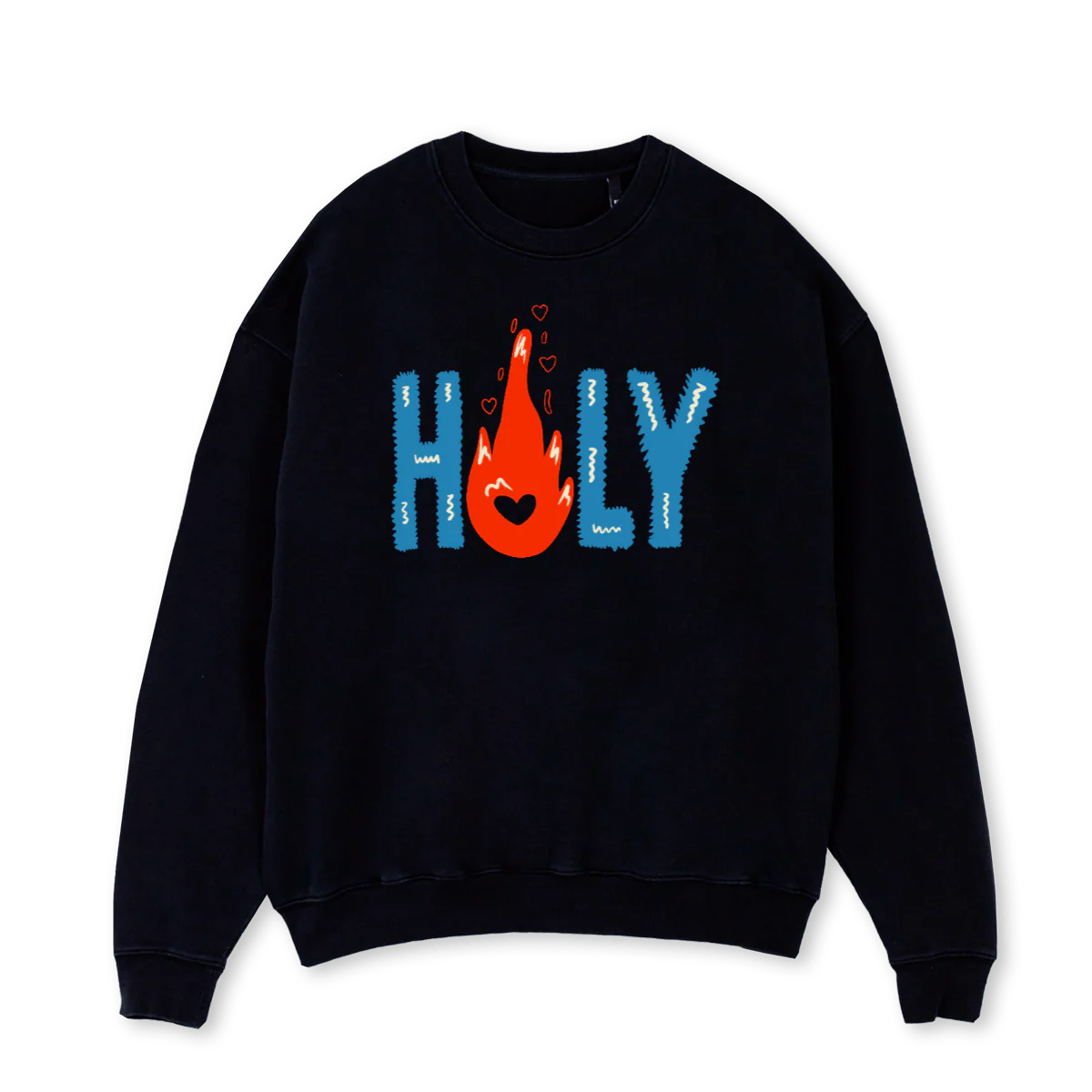 NONONECREW Black Oversized Crewneck Sweater.