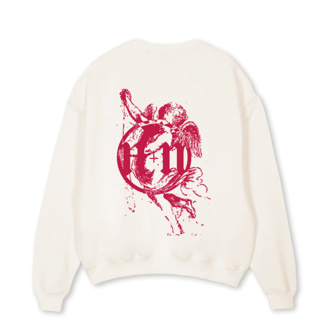 NOSTALGIACUPID Vintage White Oversized Crewneck Sweater. - Image 2