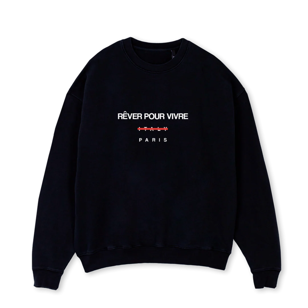 NOTITALY Black Oversized Crewneck Sweater.