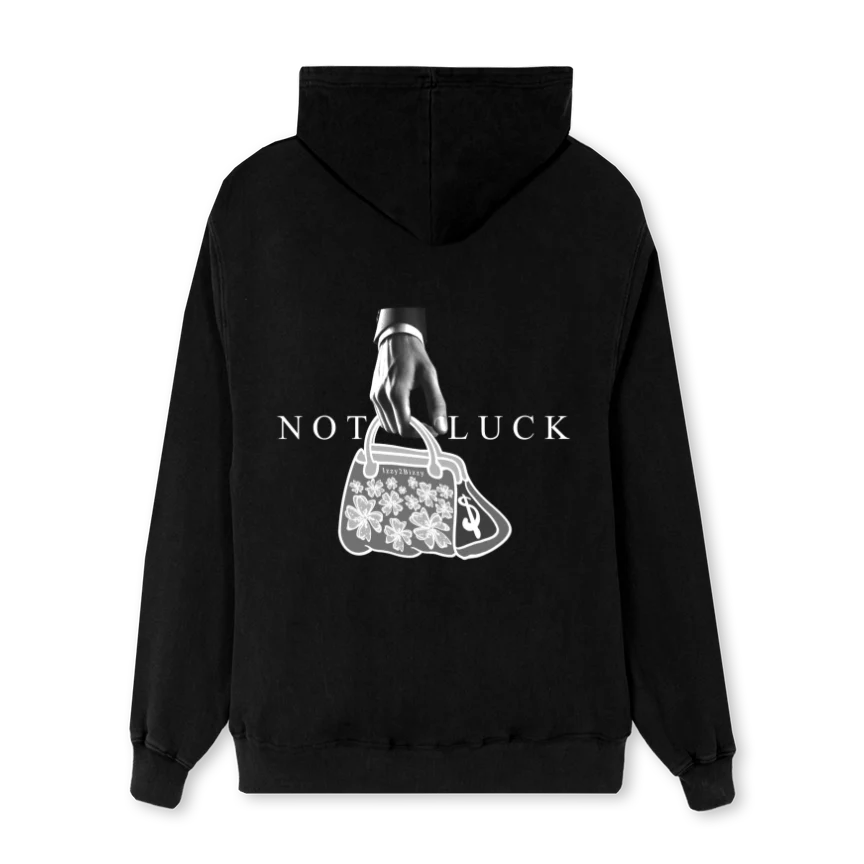 NOTLUCKBACKANDFRONT Black Regular Zipped Hoodie. - Image 2