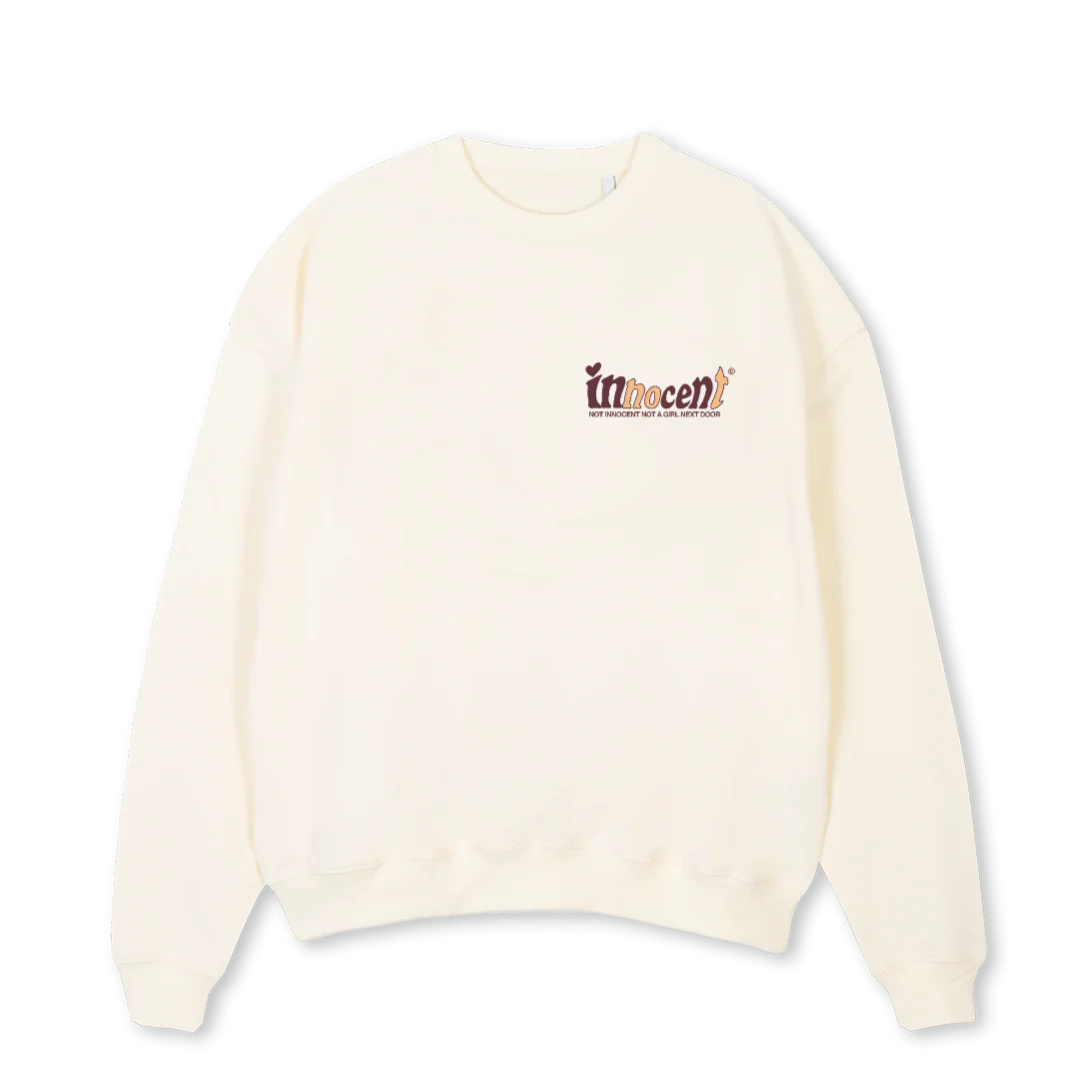 NOTSOINNOCENTCREW Cream Oversized Crewneck Sweater.