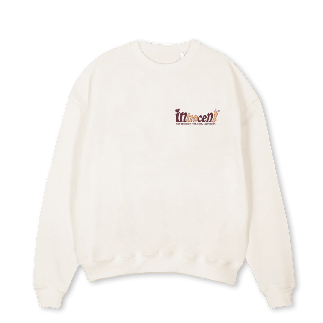 NOTSOINNOCENTCREW Vintage White Oversized Crewneck Sweater.