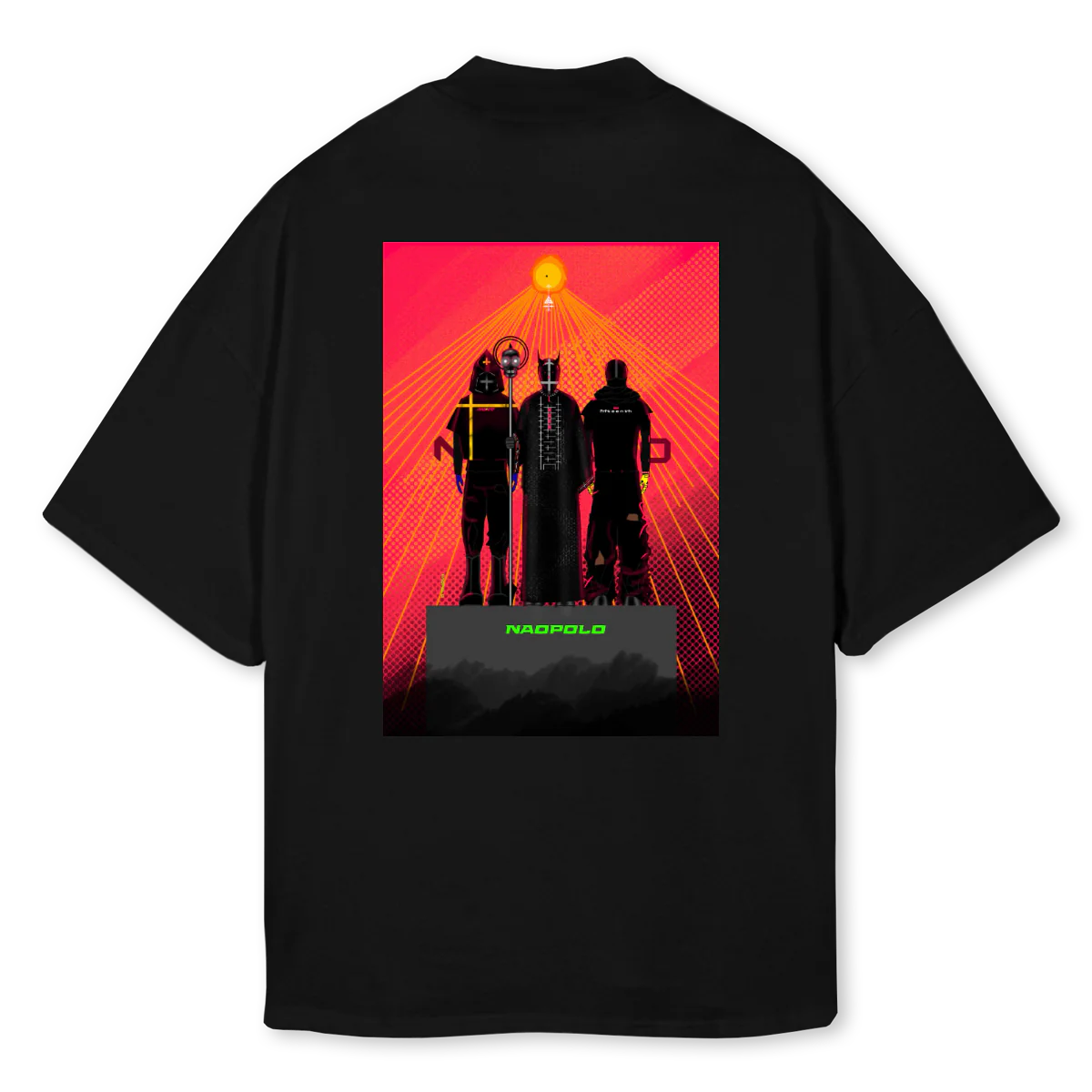 NPLS Black Oversized Mock Neck Tee. - Image 2