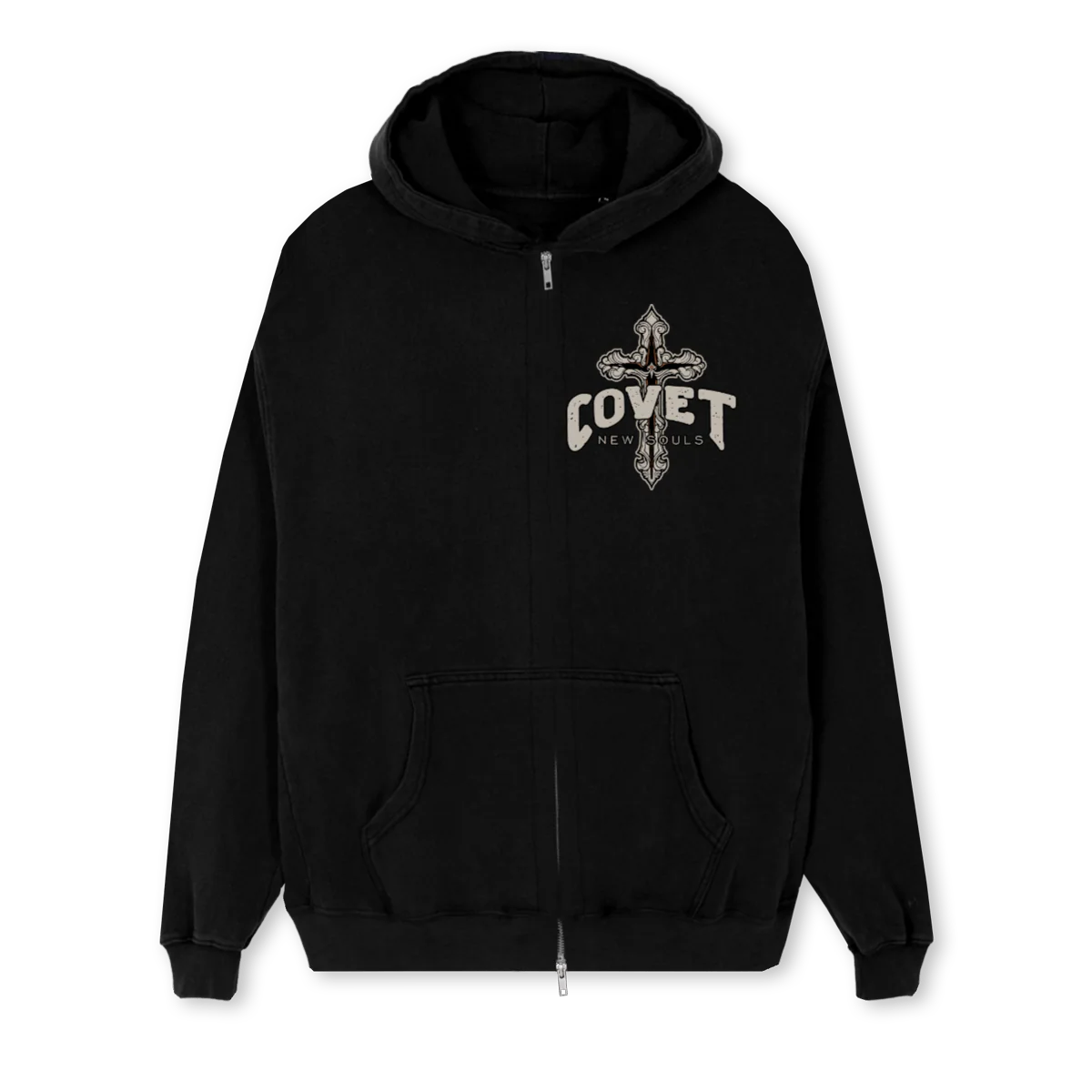 NS Black Regular Zipped Hoodie.