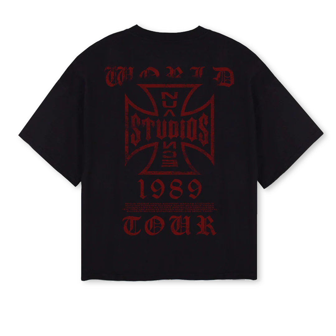 NUANCECROSSRED Black Oversized Boxy Tee. - Image 2