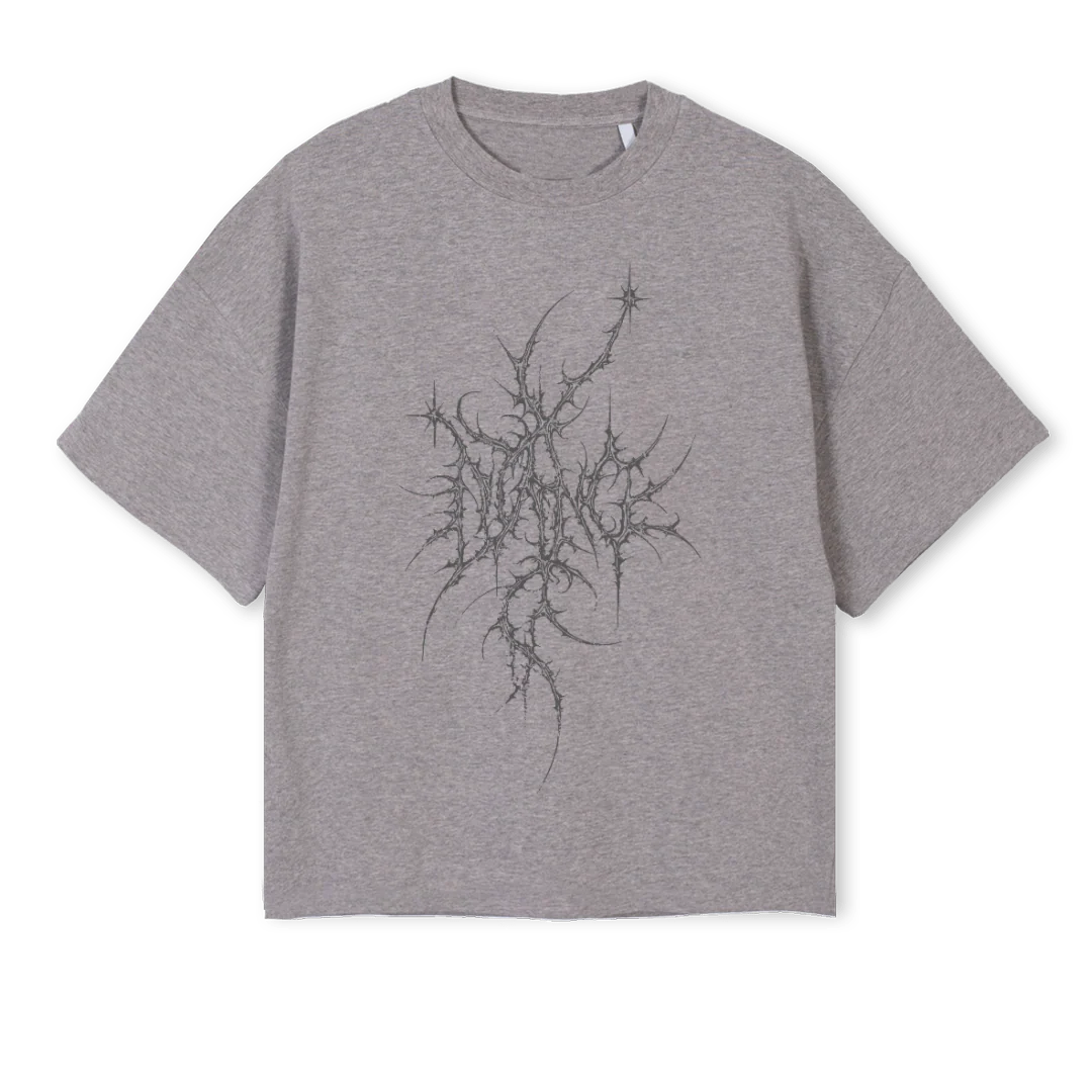 NUANCECYBER Grey Marl Oversized Boxy Tee.