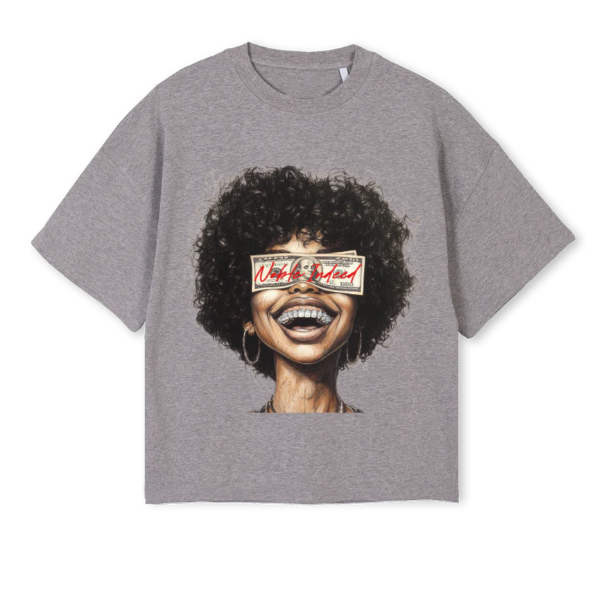 MONEYDOES_GM Grey Marl Oversized Boxy Tee